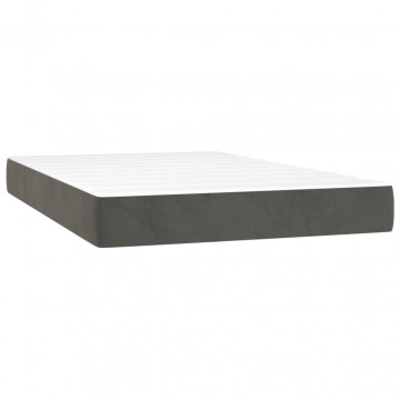 Pat box spring cu saltea, gri închis, 120x200 cm, catifea - Img 6