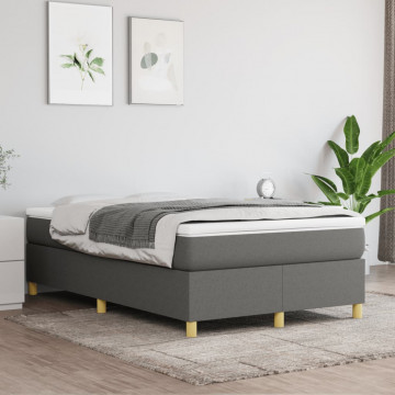 Pat box spring cu saltea, gri închis, 120x200 cm, textil - Img 1