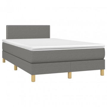 Pat box spring cu saltea, gri închis, 120x200 cm, textil - Img 3