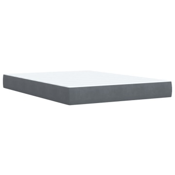 Pat box spring cu saltea, gri închis, 140x190 cm, catifea - Img 5