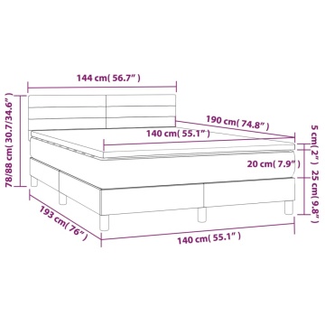 Pat box spring cu saltea, gri închis, 140x190 cm, catifea - Img 6