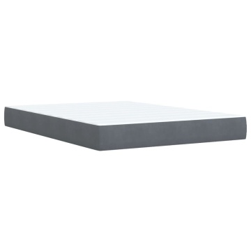 Pat box spring cu saltea, gri închis, 140x190 cm, catifea - Img 5
