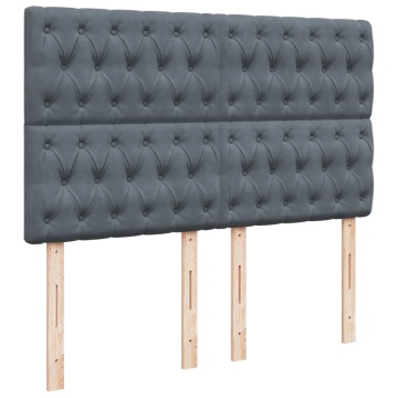 Pat box spring cu saltea, gri închis, 140x190 cm, catifea - Img 6