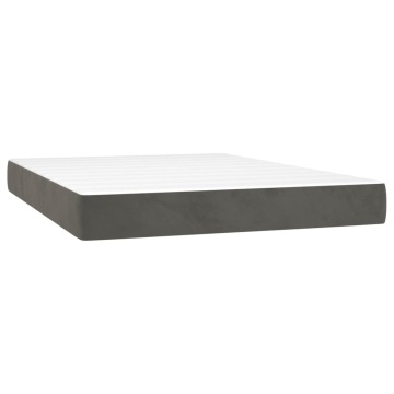 Pat box spring cu saltea, gri închis, 140x190 cm, catifea - Img 7