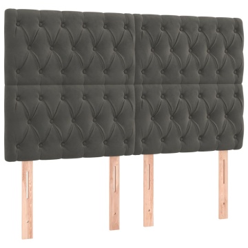 Pat box spring cu saltea, gri închis, 140x190 cm, catifea - Img 5