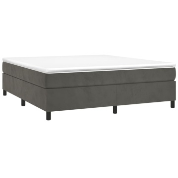 Pat box spring cu saltea, gri închis, 160x200 cm, catifea - Img 3