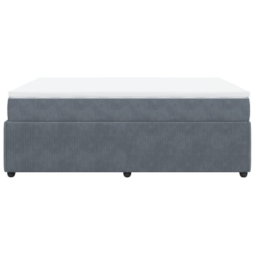 Pat box spring cu saltea, gri închis, 160x200 cm, catifea - Img 7
