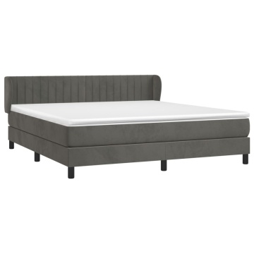 Pat box spring cu saltea, gri închis, 180x200 cm, catifea - Img 3