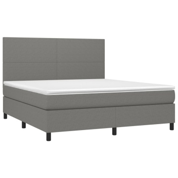 Pat box spring cu saltea, gri închis, 180x200 cm, textil - Img 3
