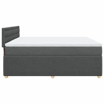 Pat box spring cu saltea, gri închis, 180x200 cm, textil - Img 6