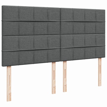 Pat box spring cu saltea, gri închis, 180x200 cm, textil - Img 6