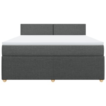 Pat box spring cu saltea, gri închis, 180x200 cm, textil - Img 5