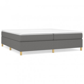 Pat box spring cu saltea, gri închis, 200x200 cm, textil - Img 2