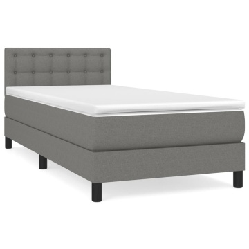 Pat box spring cu saltea, gri închis, 80x200 cm, textil - Img 2