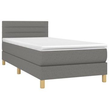 Pat box spring cu saltea, gri închis, 80x200 cm, textil - Img 3