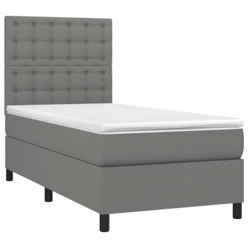 Pat box spring cu saltea, gri închis, 80x200 cm, textil - Img 3