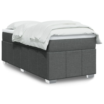Pat box spring cu saltea, gri închis, 90x190 cm, textil - Img 1