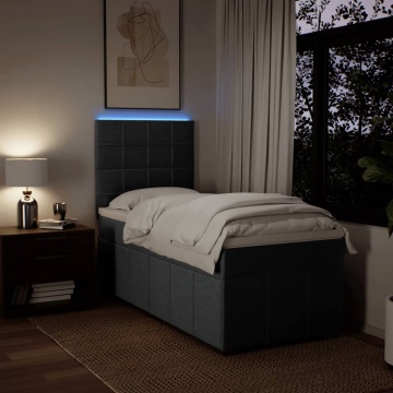 Pat box spring cu saltea, gri închis, 90x190 cm, textil - Img 4