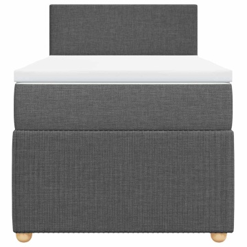 Pat box spring cu saltea, gri închis, 90x190 cm, textil - Img 4