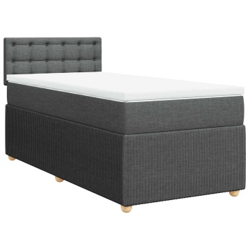 Pat box spring cu saltea, gri închis, 90x190 cm, textil - Img 3