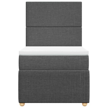 Pat box spring cu saltea, gri închis, 90x190 cm, textil - Img 4