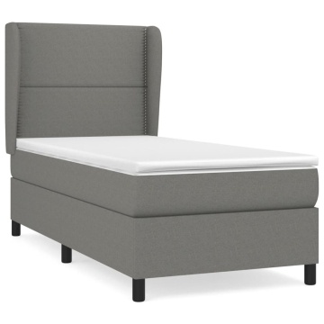 Pat box spring cu saltea, gri închis, 90x190 cm, textil - Img 2