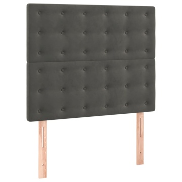 Pat box spring cu saltea, gri închis, 90x200 cm, catifea - Img 5