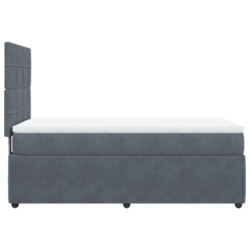 Pat box spring cu saltea, gri închis, 90x200 cm, catifea - Img 6
