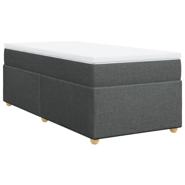 Pat box spring cu saltea, gri închis, 90x200 cm, textil - Img 2