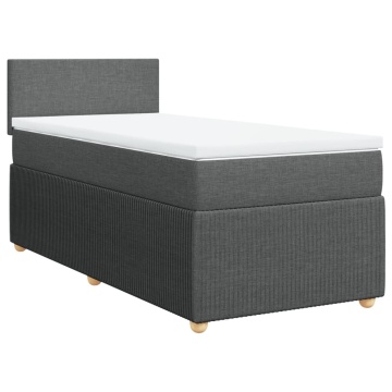 Pat box spring cu saltea, gri închis, 90x200 cm, textil - Img 2