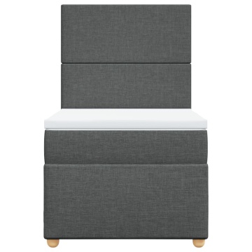 Pat box spring cu saltea, gri închis, 90x200 cm, textil - Img 5
