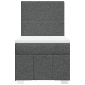 Pat box spring cu saltea, gri închis, 90x200 cm, textil - Img 4