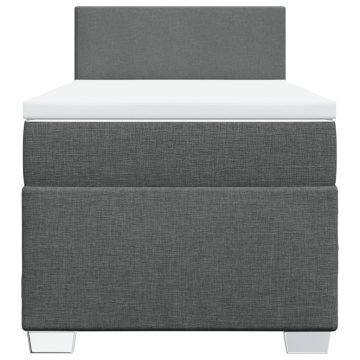 Pat box spring cu saltea, gri închis, 90x200 cm, textil - Img 4