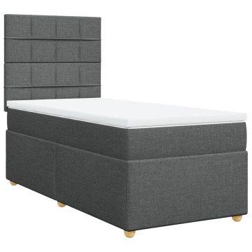 Pat box spring cu saltea, gri închis, 90x200 cm, textil - Img 3