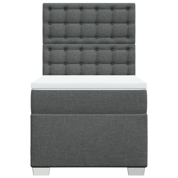Pat box spring cu saltea, gri închis, 90x200 cm, textil - Img 5