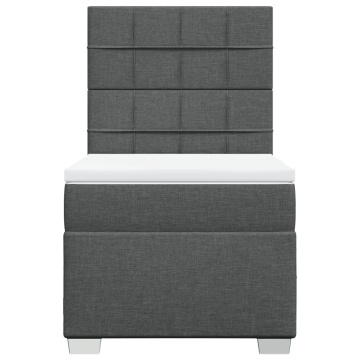 Pat box spring cu saltea, gri închis, 90x200 cm, textil - Img 5