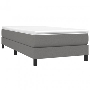 Pat box spring cu saltea, gri închis, 90x200 cm, textil - Img 3