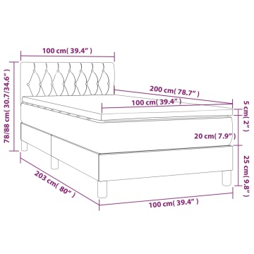 Pat box spring cu saltea, negru, 100x200 cm, catifea - Img 6