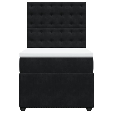 Pat box spring cu saltea, negru, 100x200 cm, catifea - Img 4