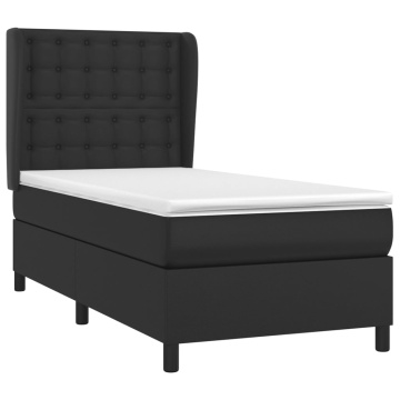 Pat box spring cu saltea, negru, 100x200 cm, piele ecologică - Img 3