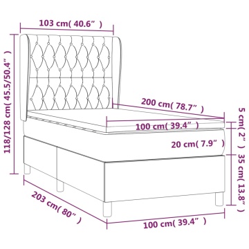 Pat box spring cu saltea, negru, 100x200 cm, textil - Img 6