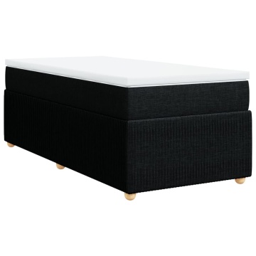 Pat box spring cu saltea, negru, 100x200 cm, textil - Img 2