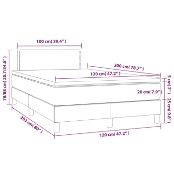 Pat box spring cu saltea, negru, 120x200 cm, textil - Img 6