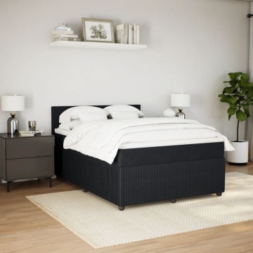 Pat box spring cu saltea, negru, 140x190 cm, catifea - Img 3