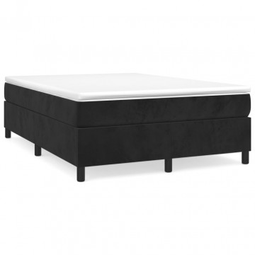 Pat box spring cu saltea, negru, 140x190 cm, catifea - Img 2