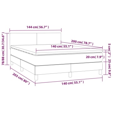 Pat box spring cu saltea, negru, 140x200 cm, catifea - Img 6