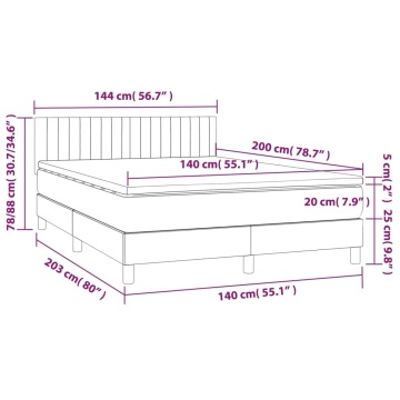 Pat box spring cu saltea, negru, 140x200 cm, catifea - Img 6