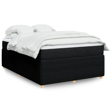 Pat box spring cu saltea, negru, 140x200 cm, textil - Img 1