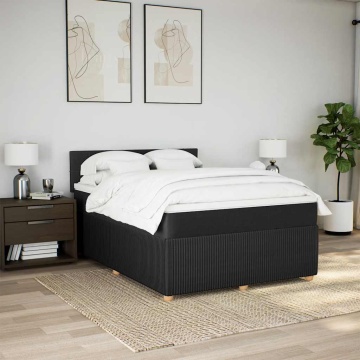 Pat box spring cu saltea, negru, 140x200 cm, textil - Img 4