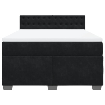 Pat box spring cu saltea, negru, 160x200 cm, catifea - Img 5